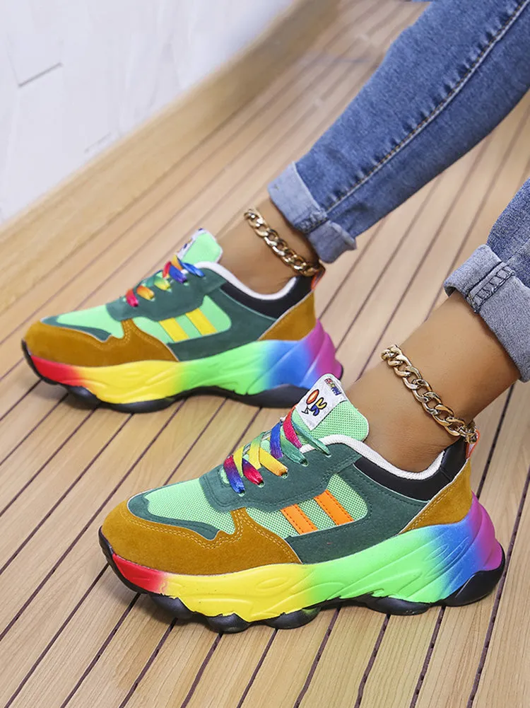 Rainbow Casual Lace-up Sneakers