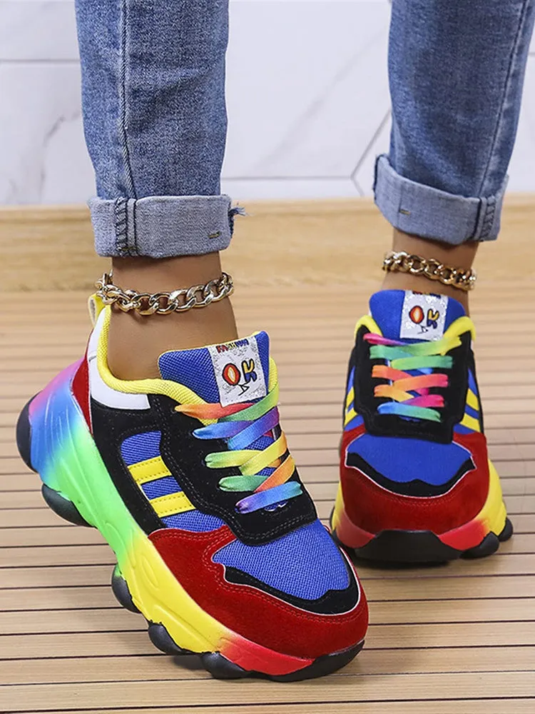 Rainbow Casual Lace-up Sneakers