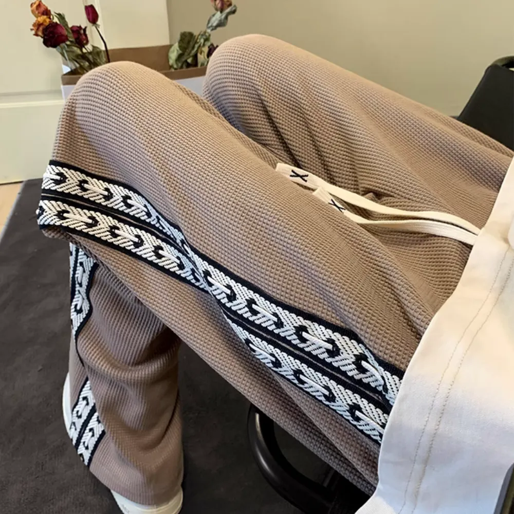 Retro Side Braided Drawstring Sweatpants