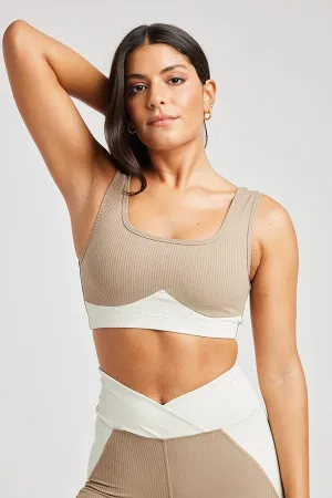 Ribbed Gia Bra- Caribou/Bone