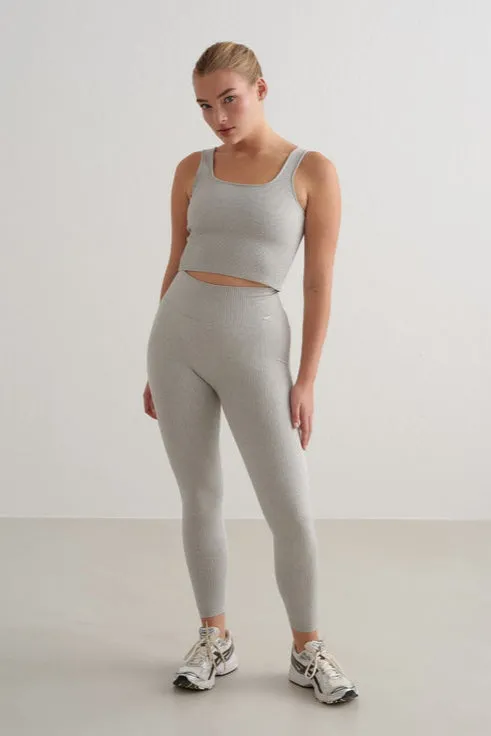 Ribbed Seamless Tights| Grey Melange