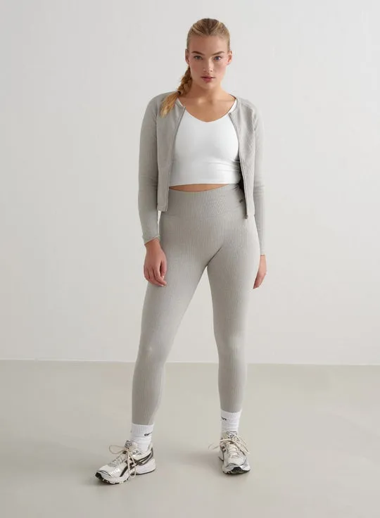 Ribbed Seamless Tights| Grey Melange