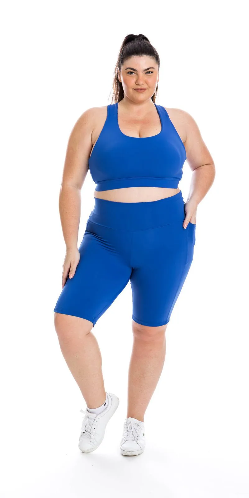 Royal Blue Body Biker Shorts with Pockets