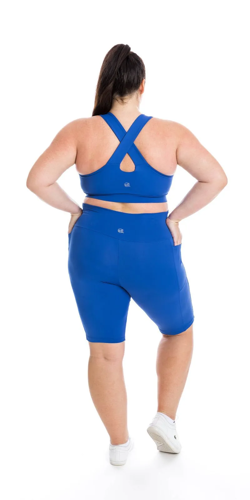 Royal Blue Body Biker Shorts with Pockets