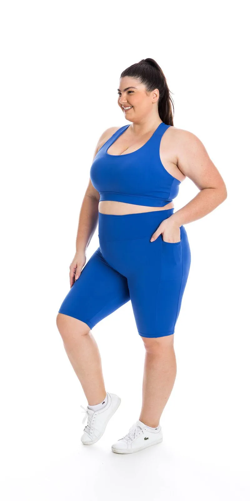 Royal Blue Body Biker Shorts with Pockets