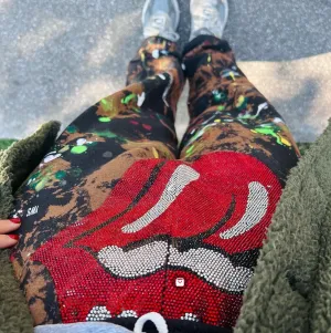 RS Embellished Black Bleach Paint Sweatpants