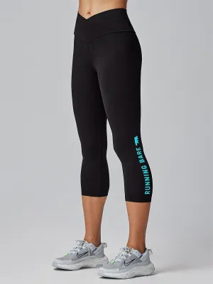 Running Bare Wots Karma Ab-tastic 3/4 Legging - Black/Bubble