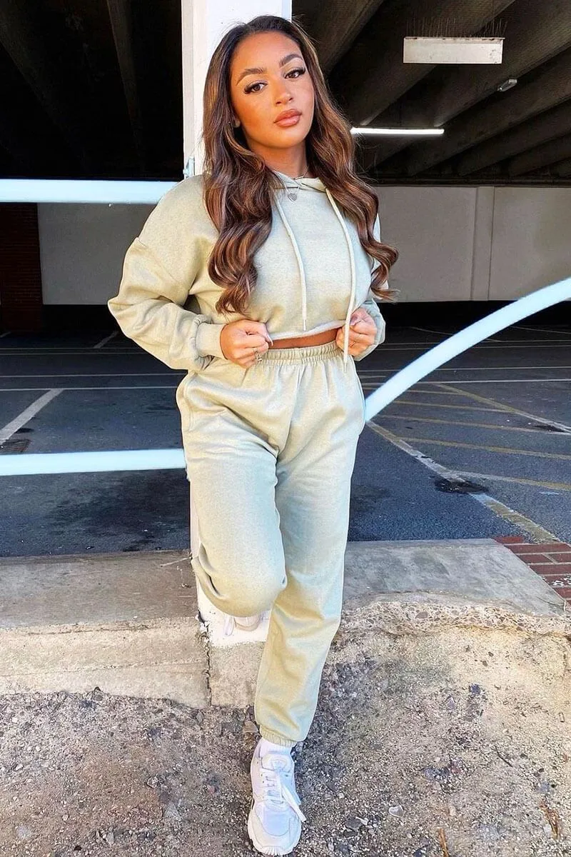 Sage Cropped Oversized Hoodie and Joggers Co-ord - Karenza