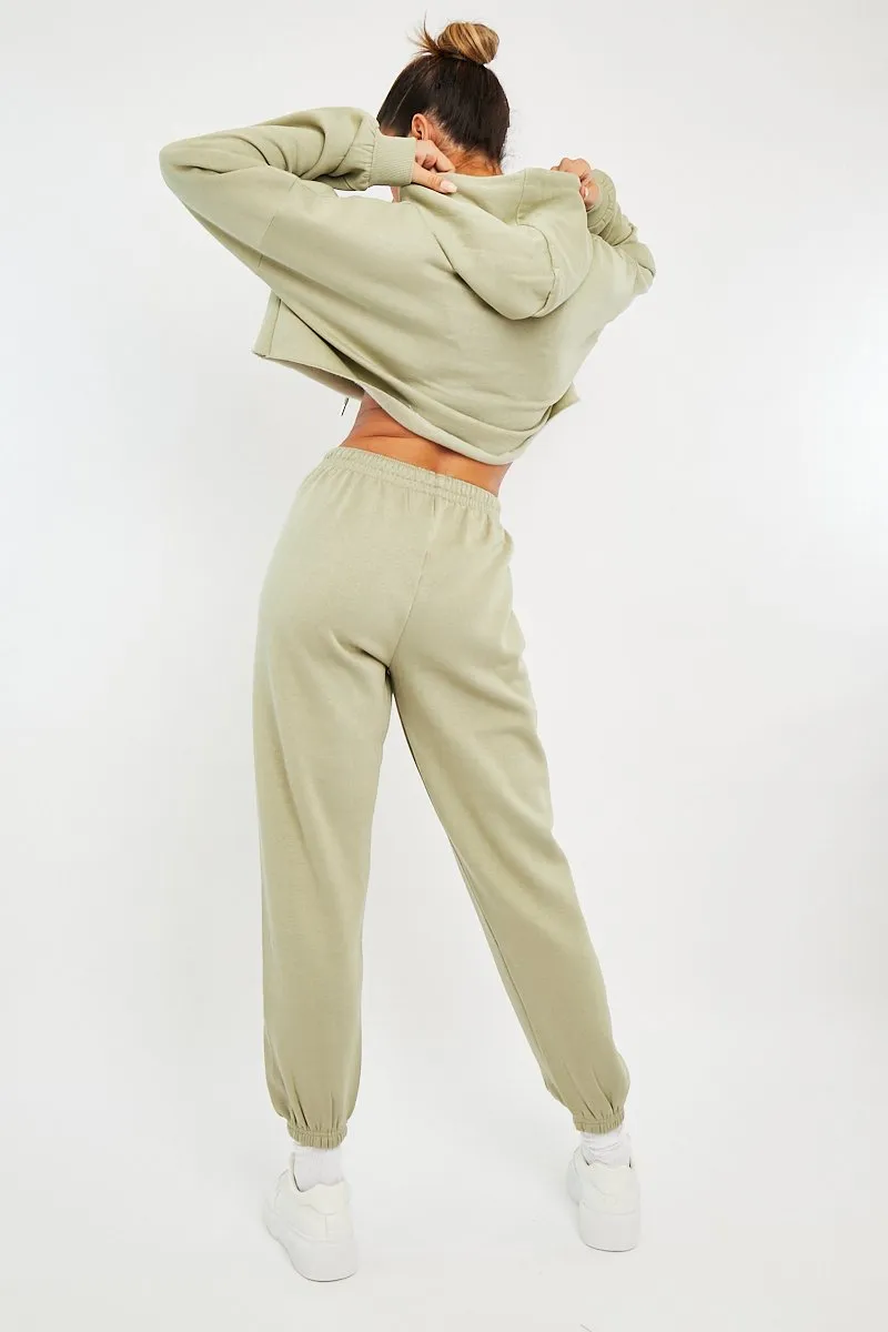 Sage Cropped Oversized Hoodie and Joggers Co-ord - Karenza