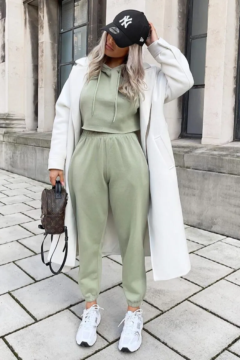 Sage Cropped Oversized Hoodie and Joggers Co-ord - Karenza