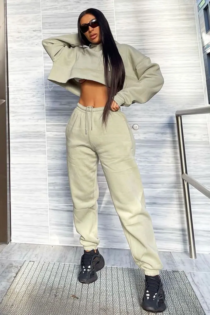 Sage Cropped Oversized Hoodie and Joggers Co-ord - Karenza