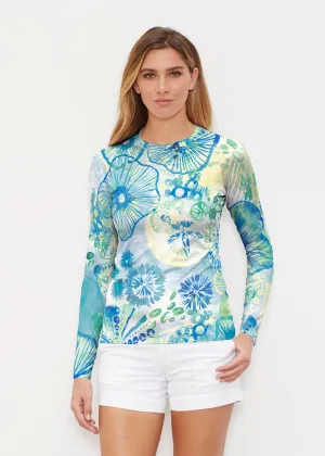 Sand Dollar Aqua (16256) ~ Long Sleeve Rash Guard