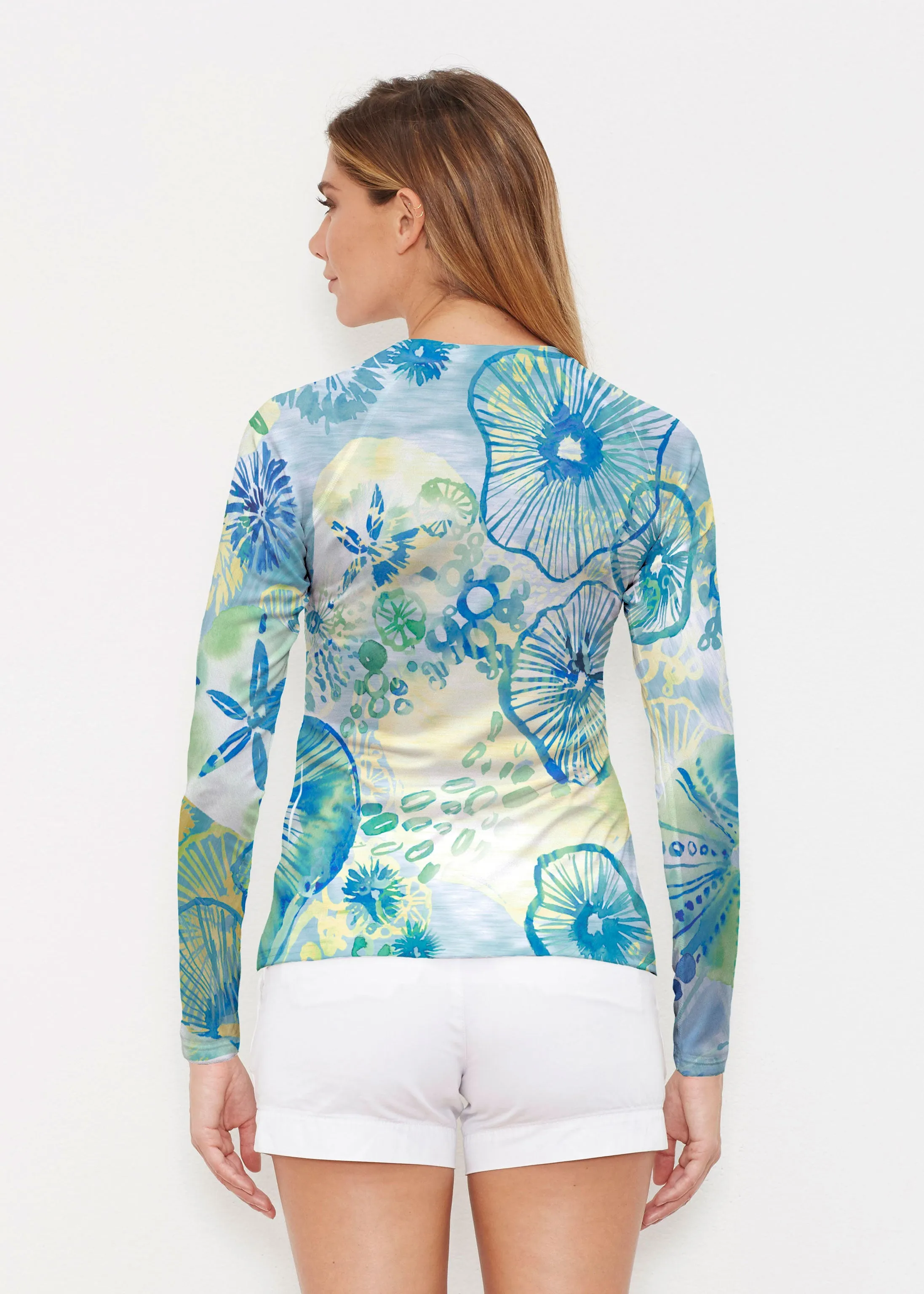 Sand Dollar Aqua (16256) ~ Long Sleeve Rash Guard
