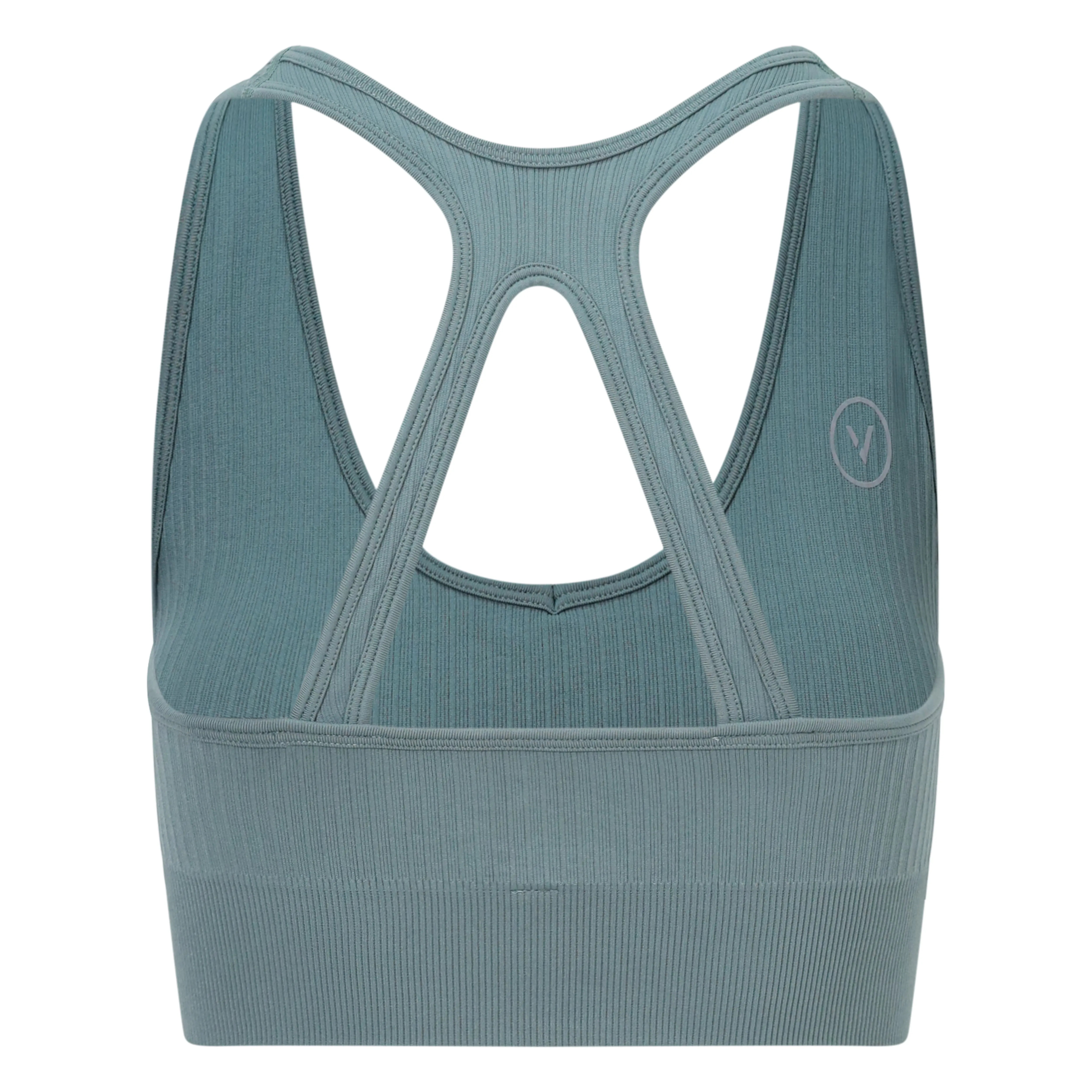 Seamless Wide Rib Crossback Bra Duck Egg