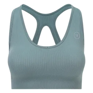 Seamless Wide Rib Crossback Bra Duck Egg