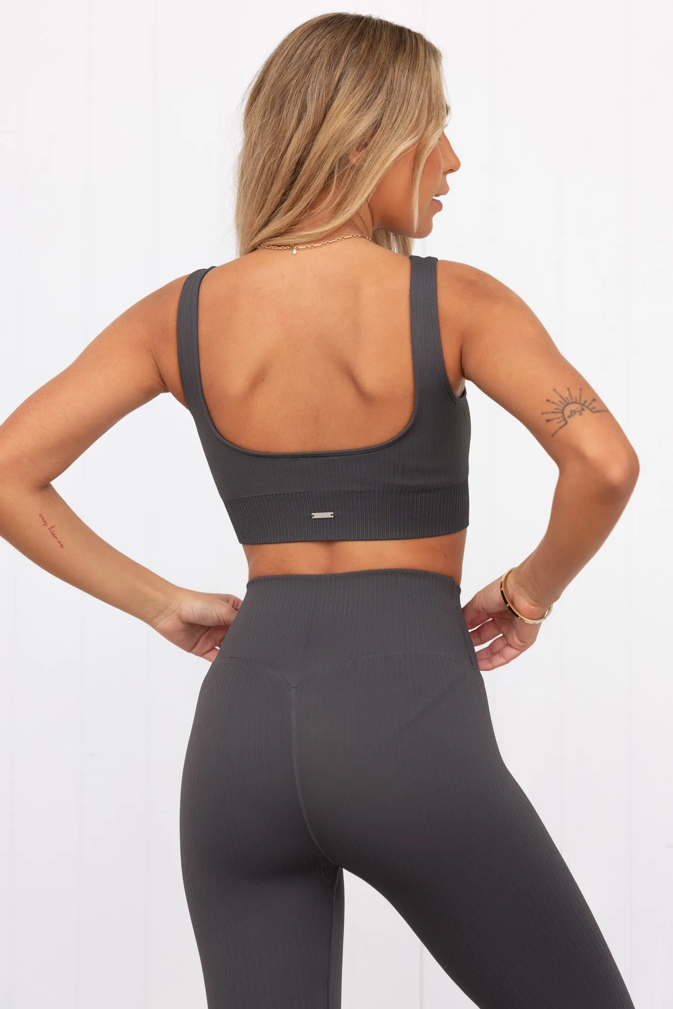 Shadow Grey Ribbed Seamless Bra