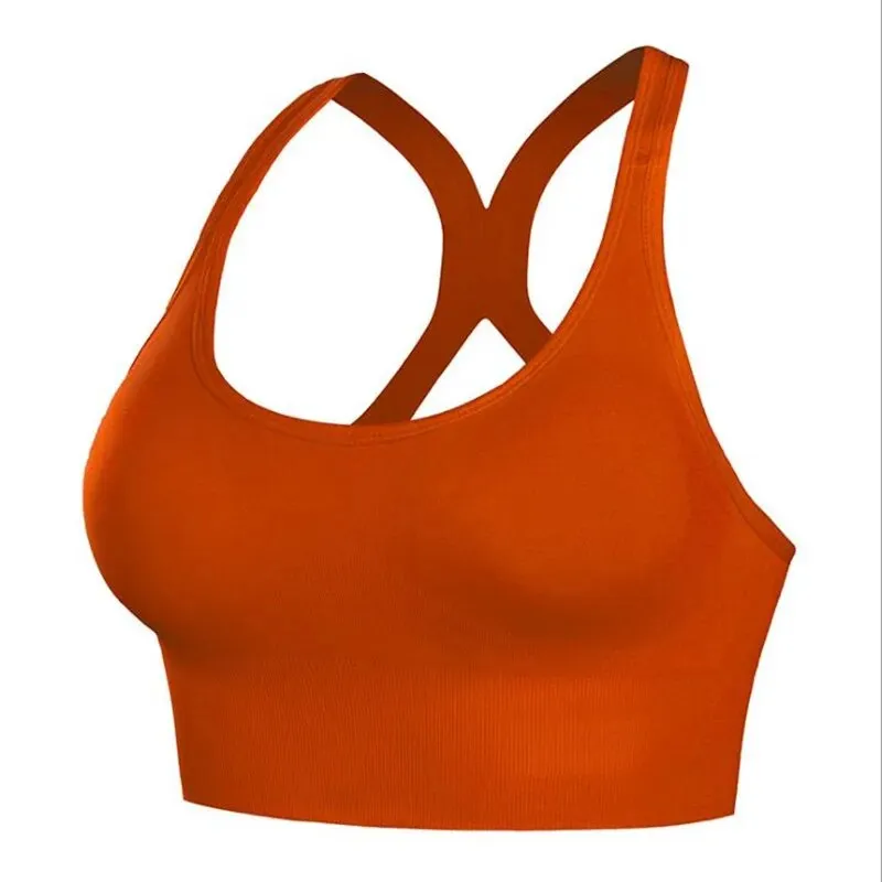 Shockproof Quick Dry Sports Bra Women Padded Gather Yoga Bra Push Up Gym Running Bra Seamless Workout Fitness Bra Top  Gym Tops