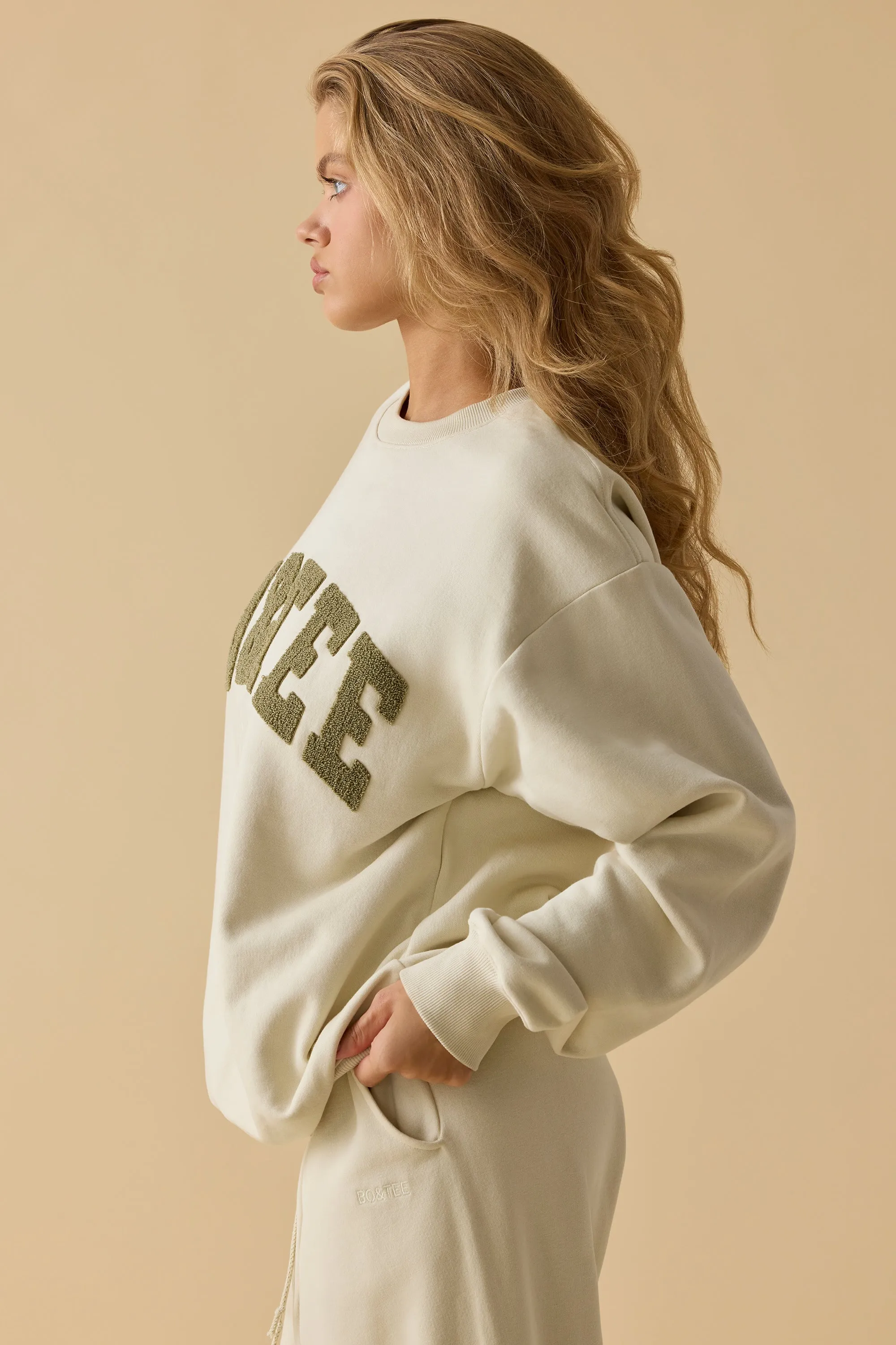 Signature - Oversized Crew Neck Sweatshirt in Bone