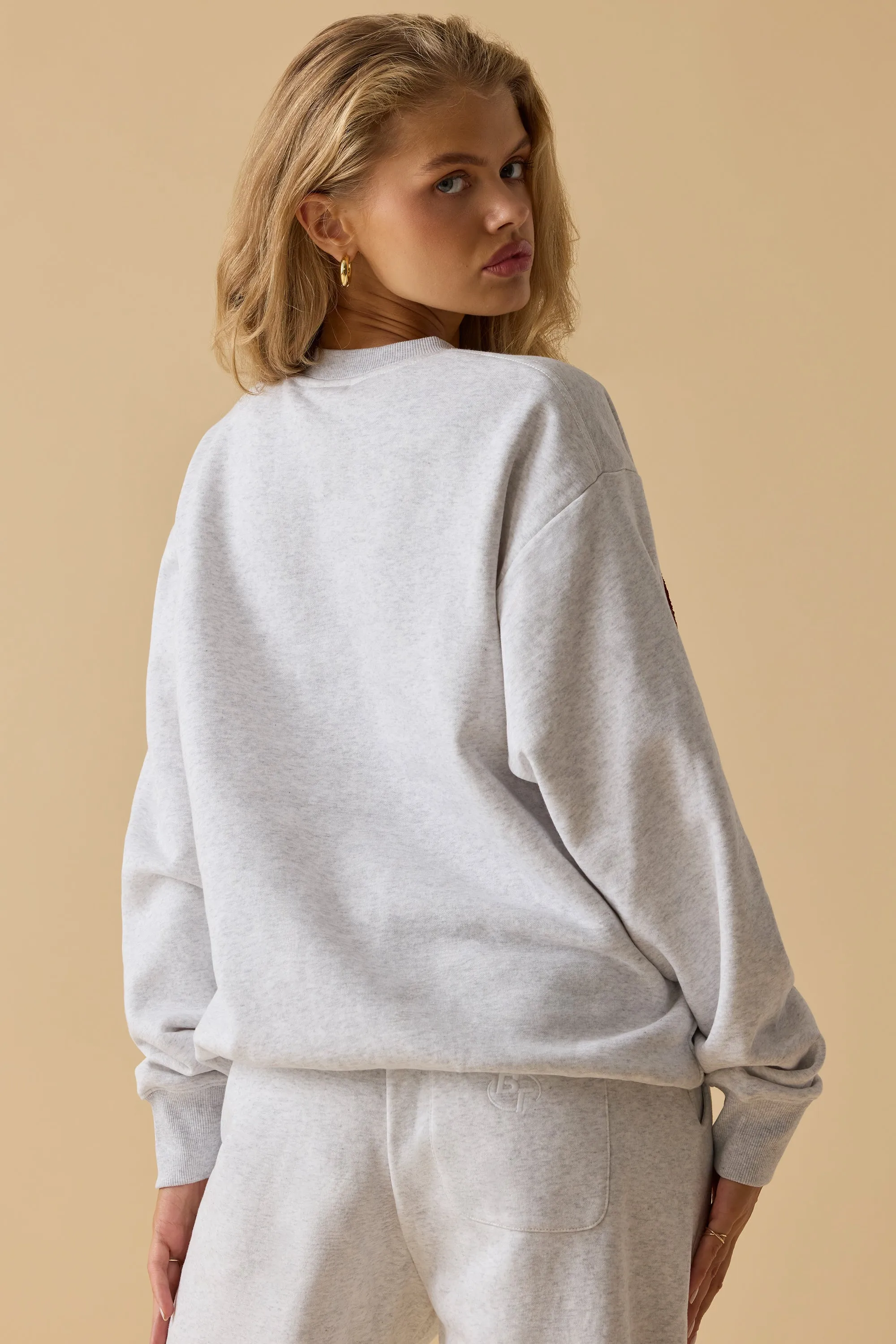 Signature - Oversized Crew Neck Sweatshirt in Heather Grey