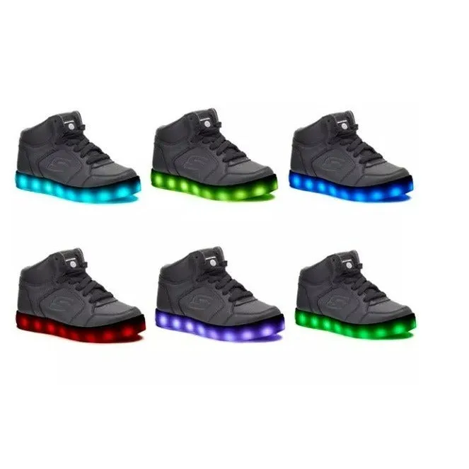 Size 1 Skechers energy lights black high tops kids shoes
