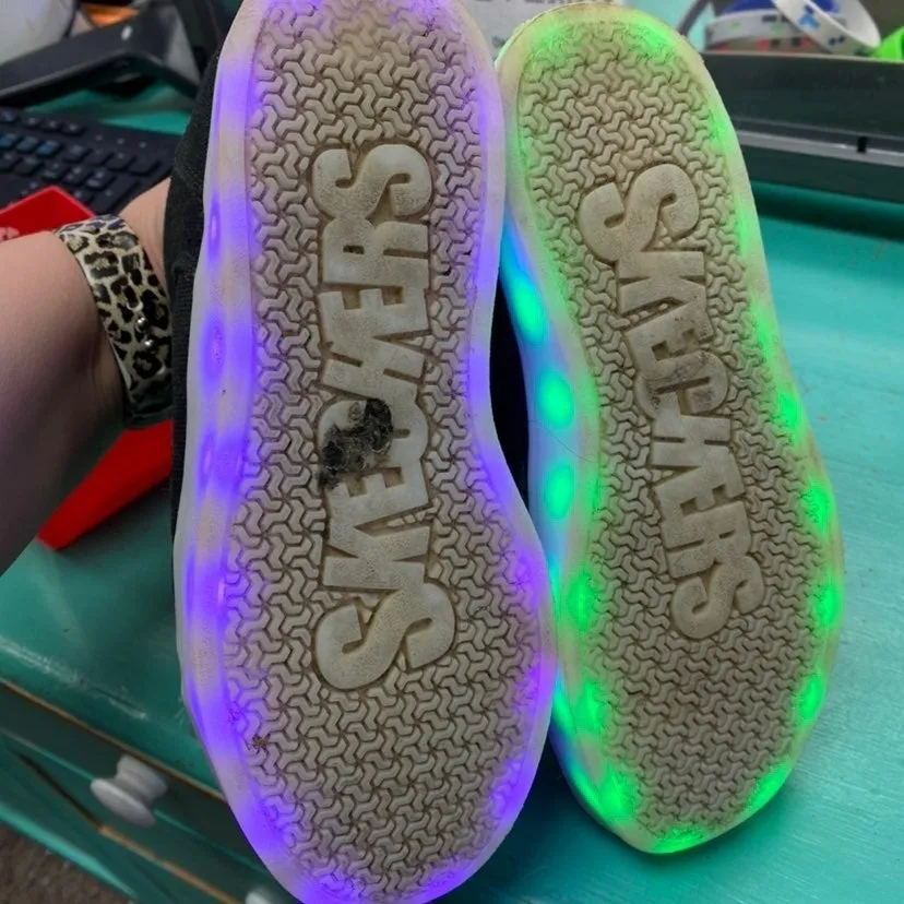 Size 1 Skechers energy lights black high tops kids shoes