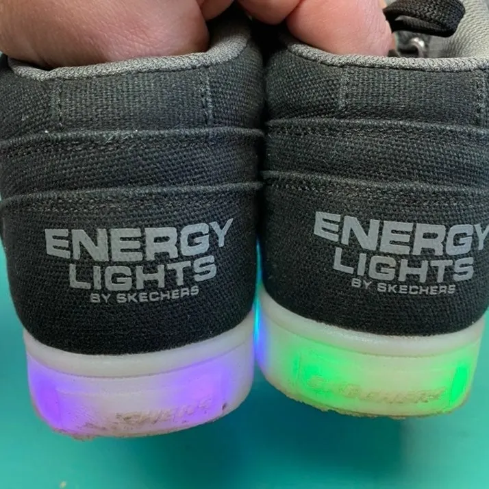 Size 1 Skechers energy lights black high tops kids shoes