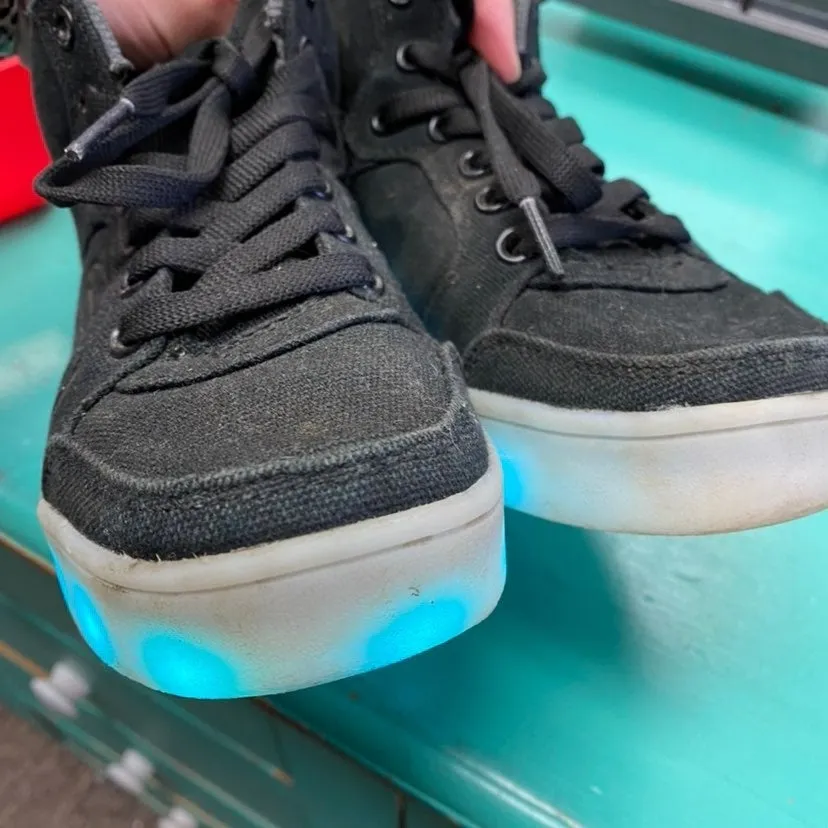 Size 1 Skechers energy lights black high tops kids shoes