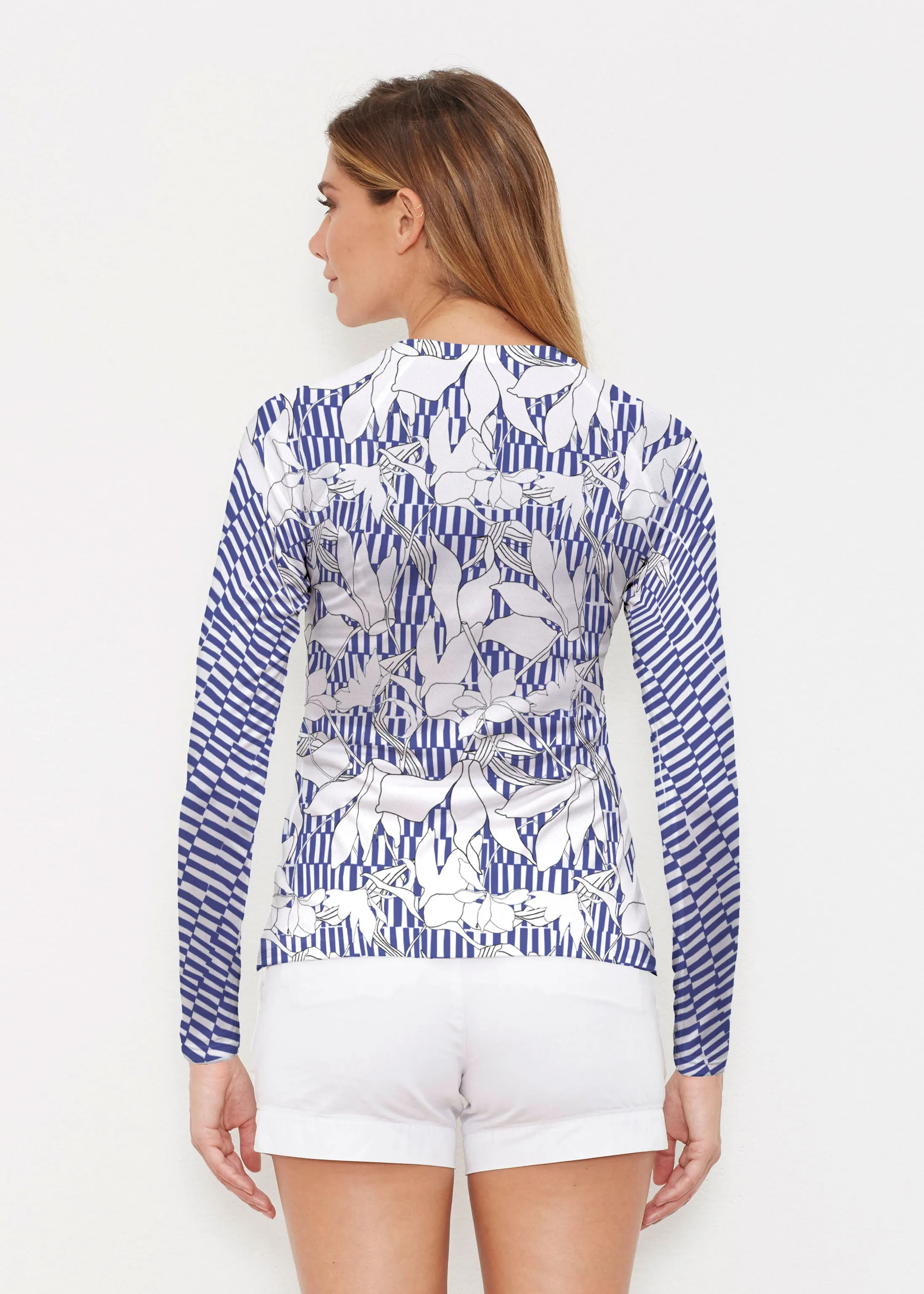 Sketch Floral Dominos (7814) ~ Long Sleeve Rash Guard