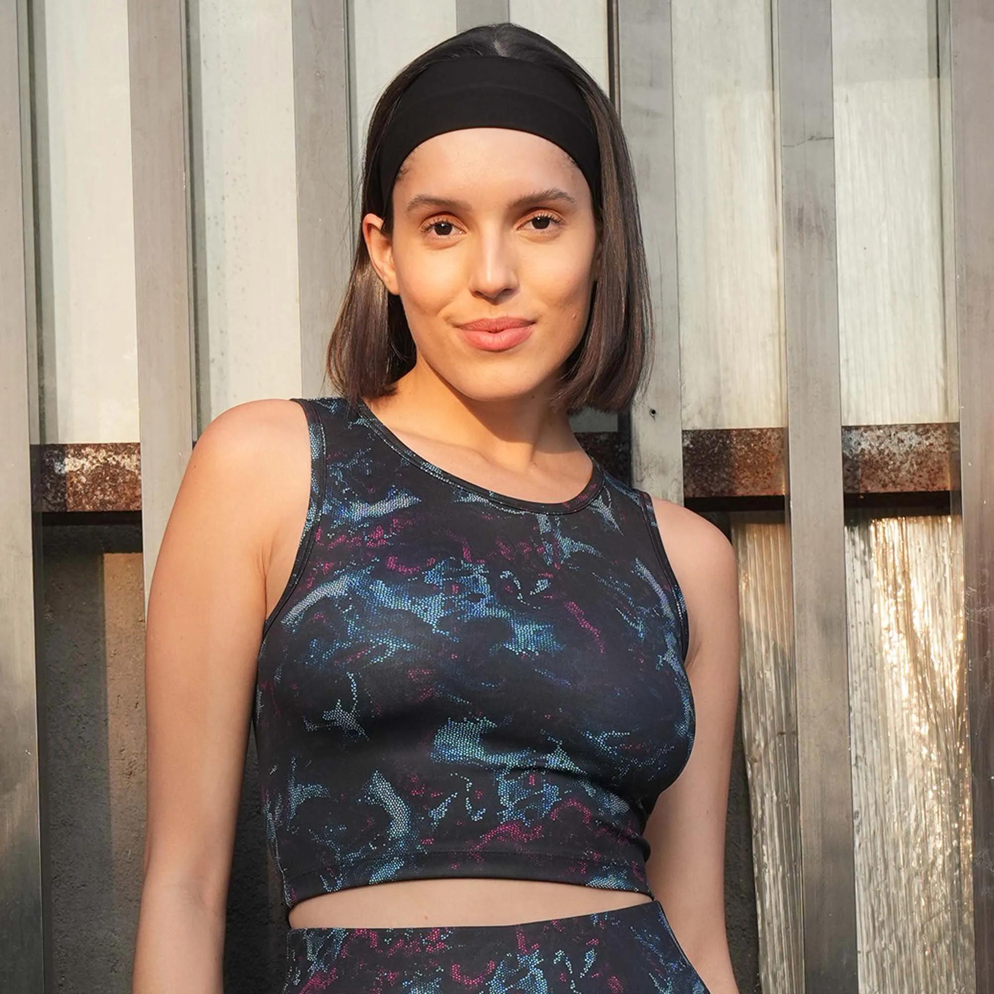 Sleeveless Activewear Printed Sports Crop Top