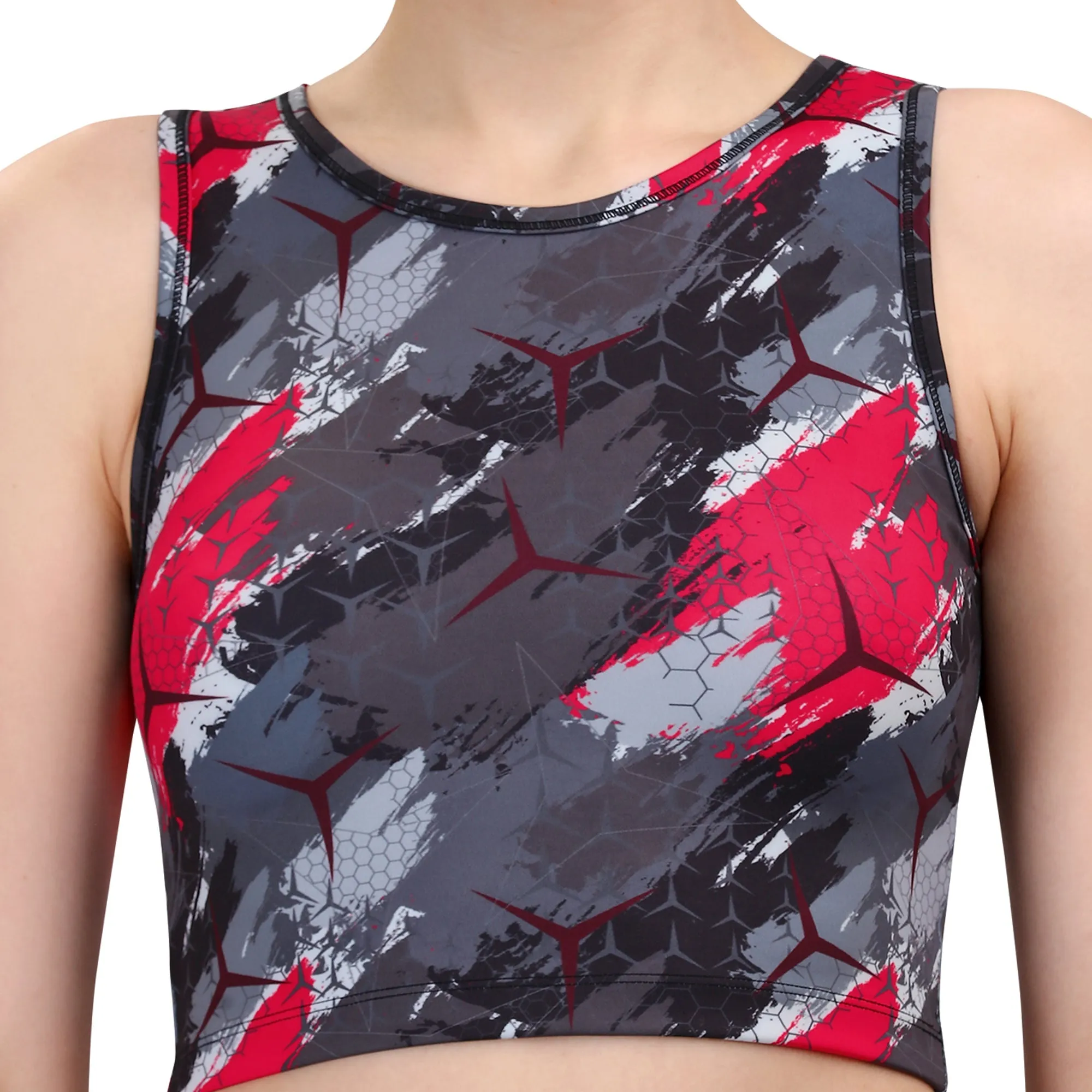 Sleeveless Activewear Printed Sports Crop Top