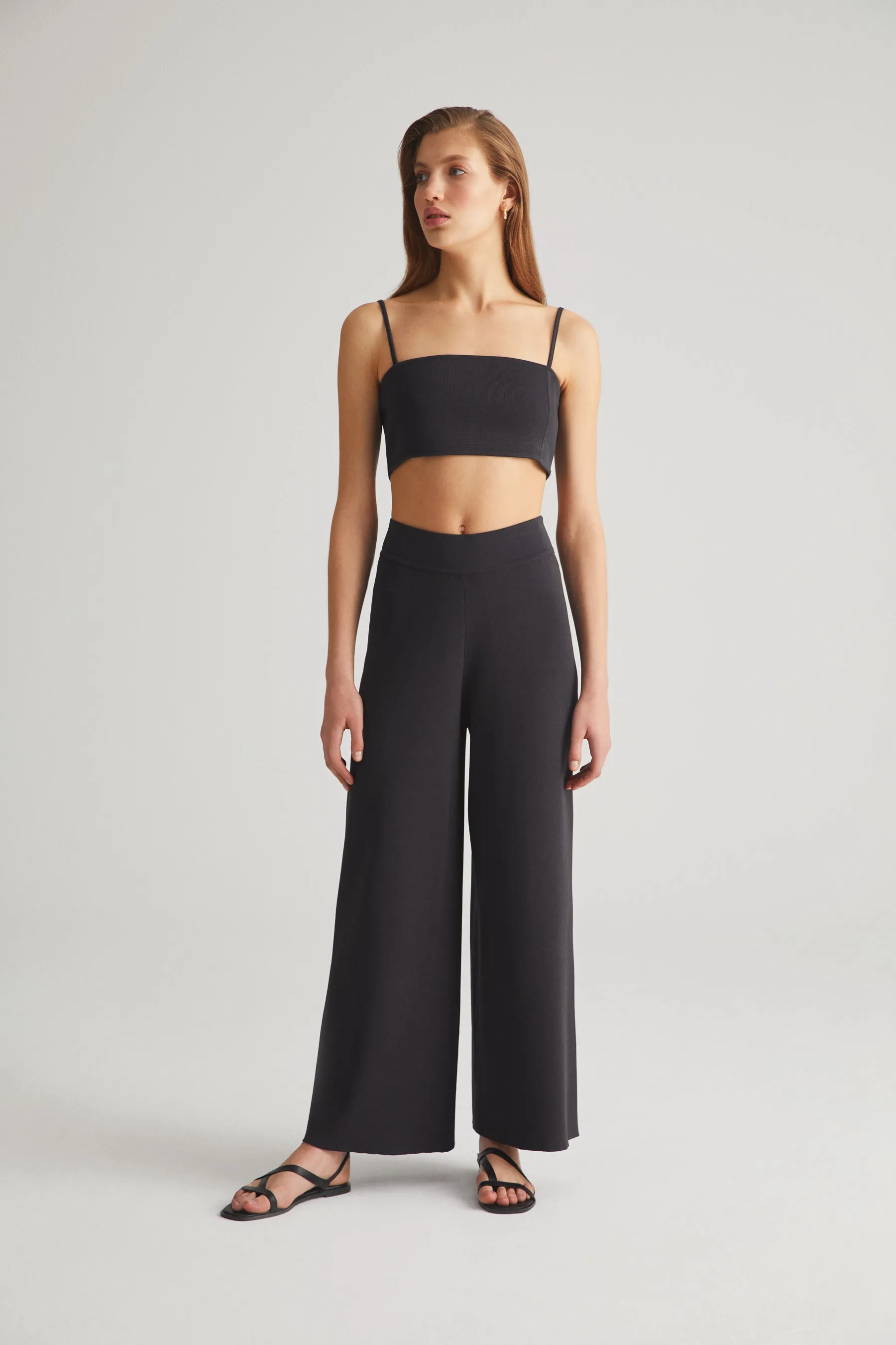 Smoke Grey Wide Leg Pants