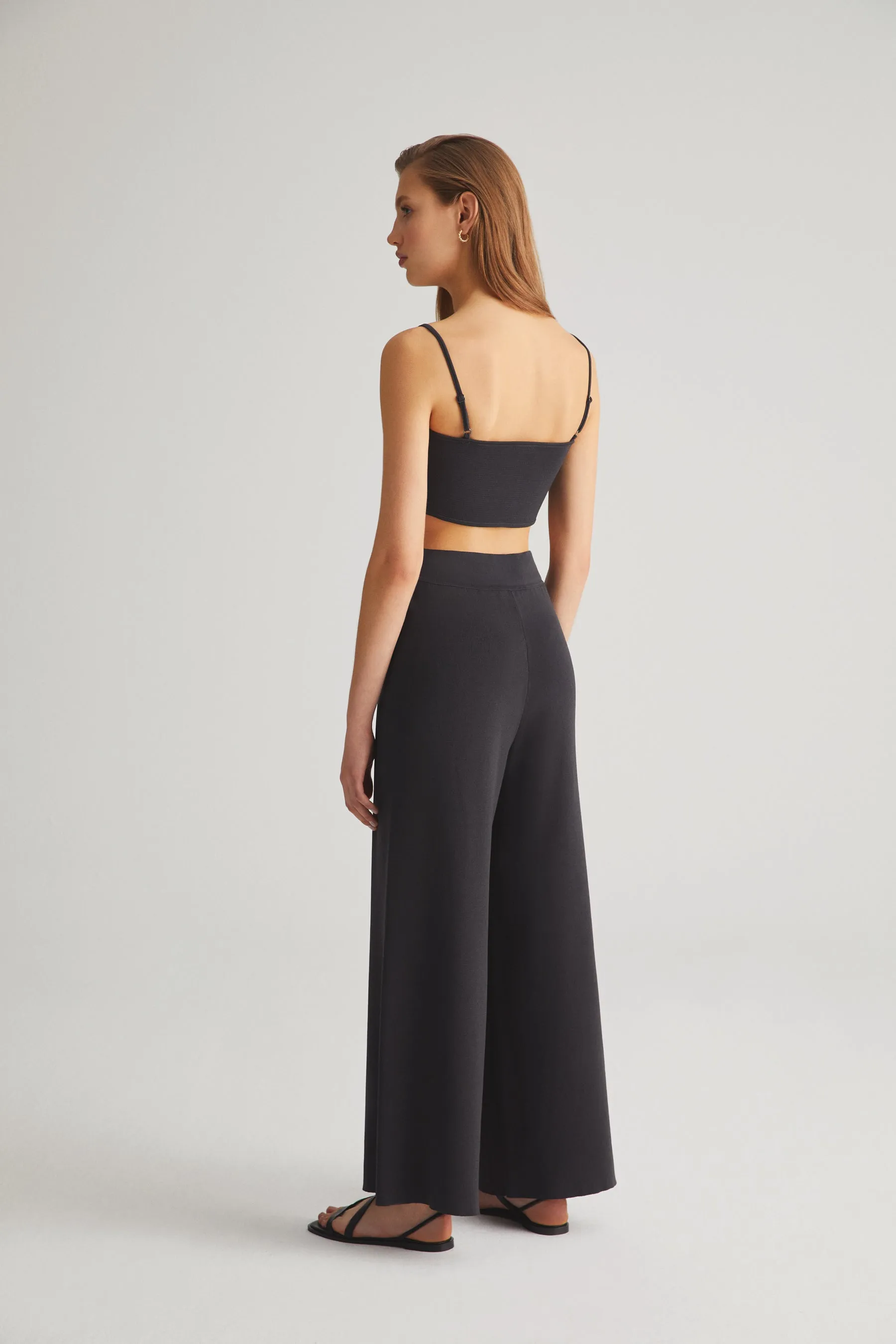 Smoke Grey Wide Leg Pants
