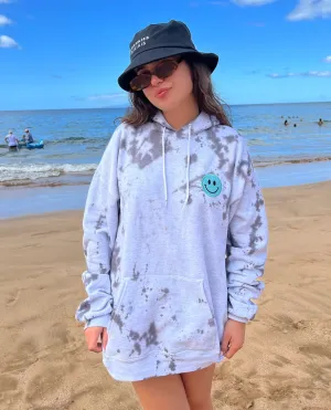 Smokey Grey Smiley Patch Tie Dye Hoodie