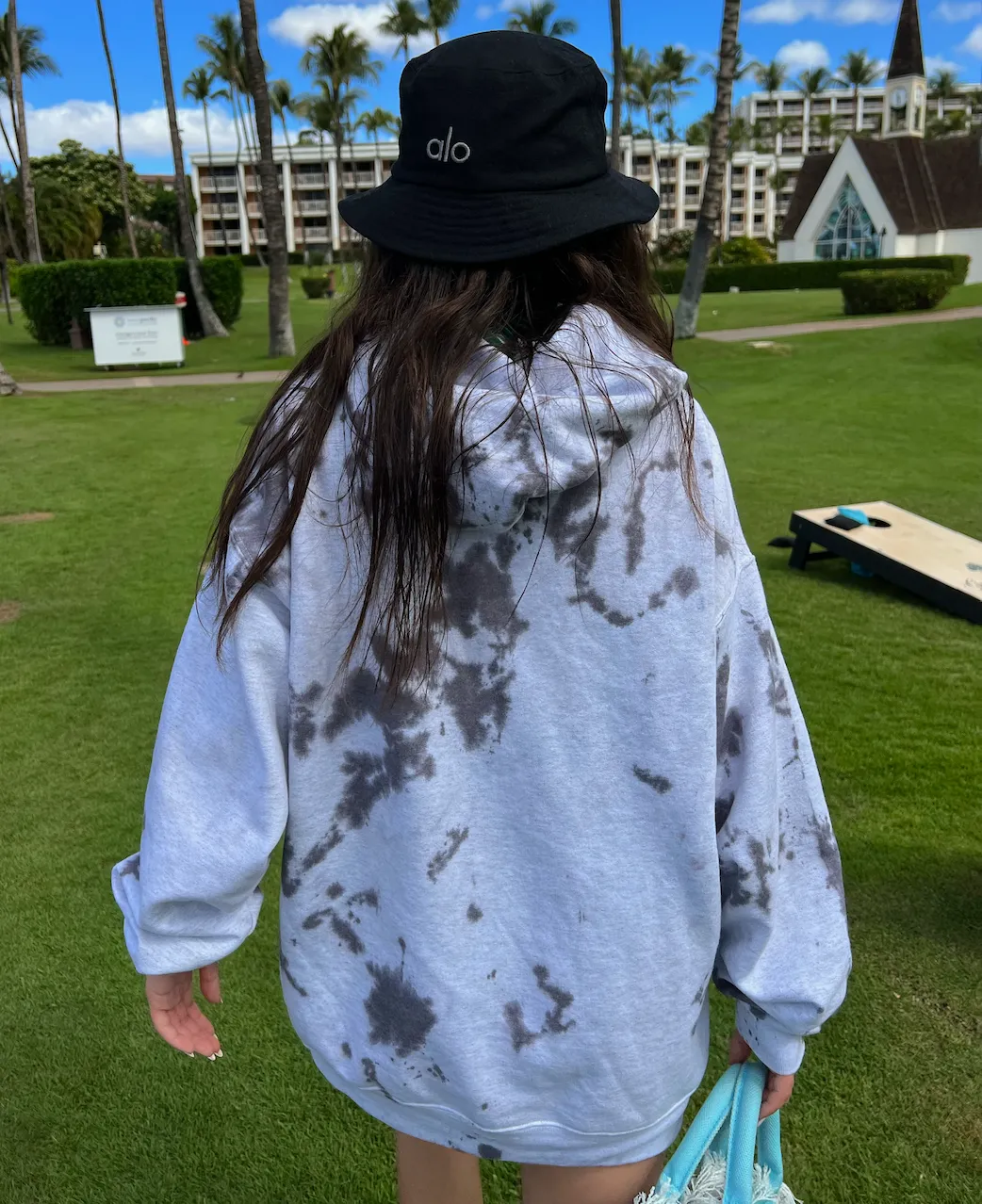 Smokey Grey Smiley Patch Tie Dye Hoodie