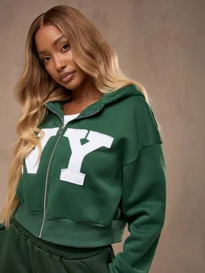 Soft Wide-Leg St. Patrick's Day Athletic Sweatpants Set – Zip-Up Hoodie, Varsity Style, Lucky Charm Loungewear