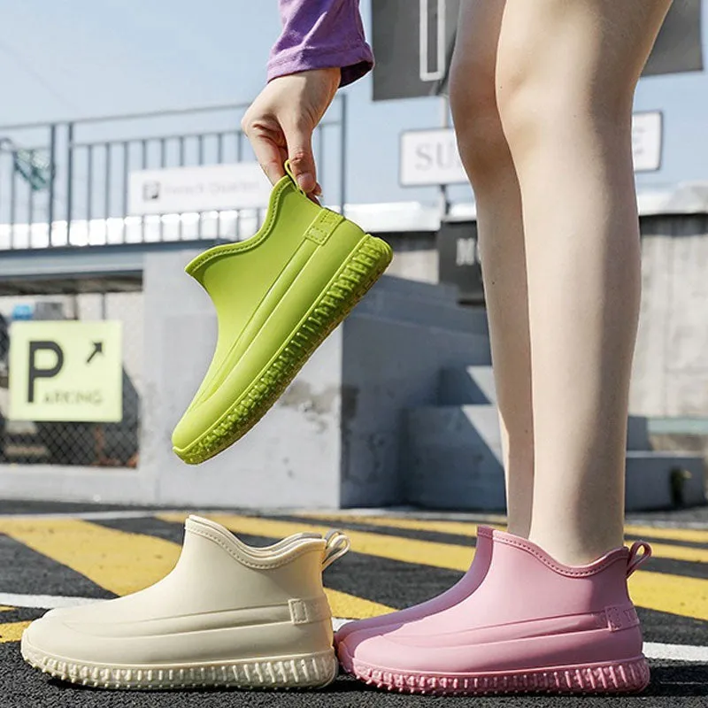 Solid Non-Slip Waterproof Ankle Rain Boots