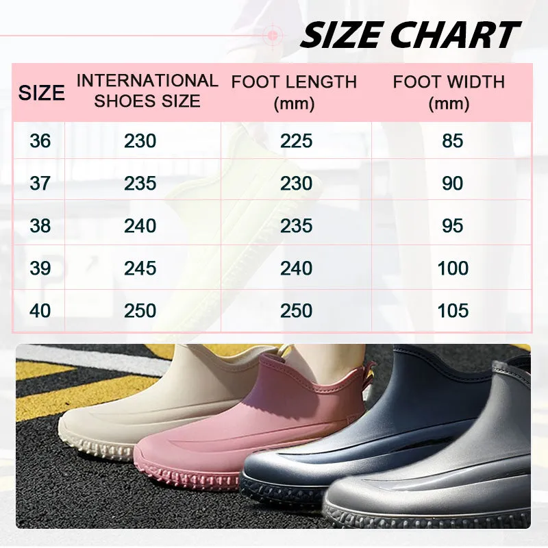 Solid Non-Slip Waterproof Ankle Rain Boots