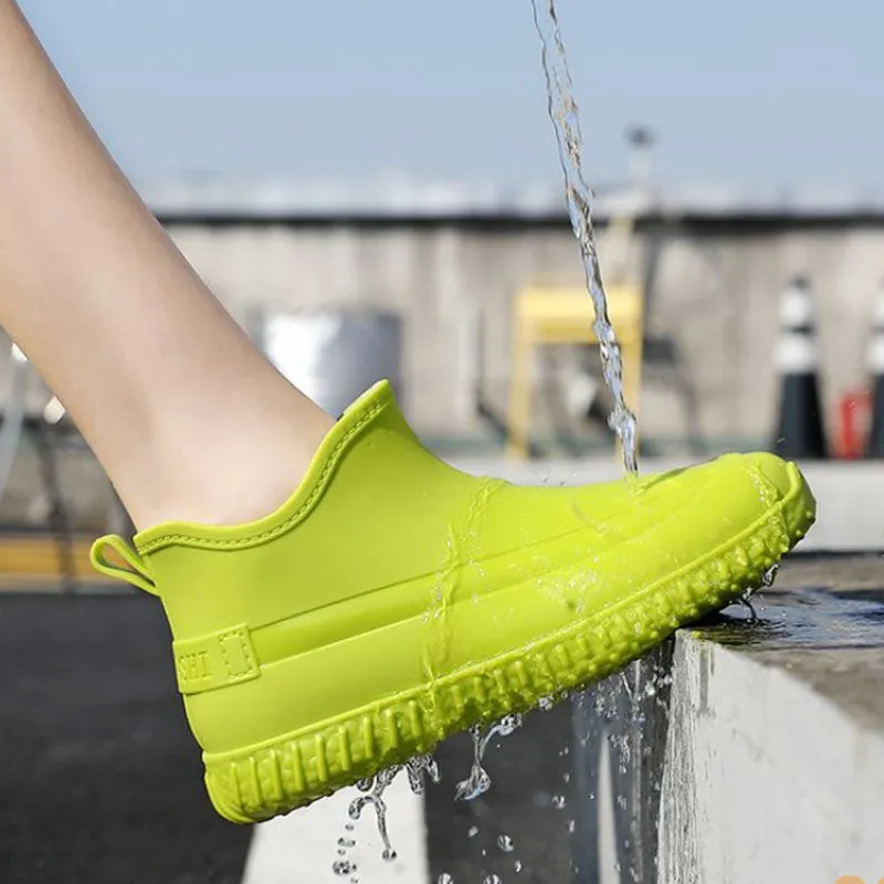 Solid Non-Slip Waterproof Ankle Rain Boots