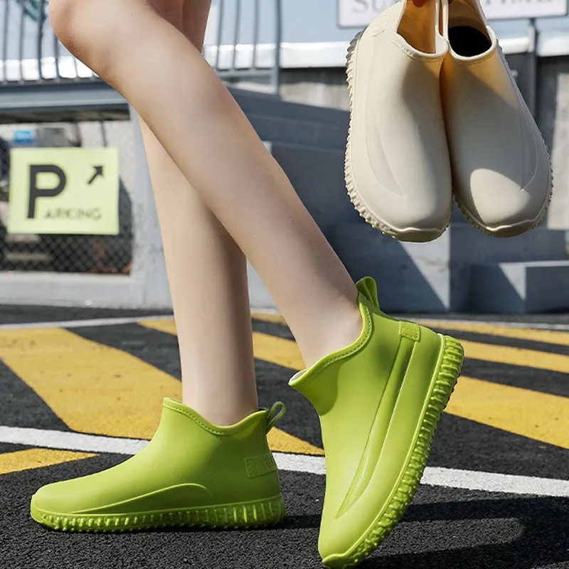 Solid Non-Slip Waterproof Ankle Rain Boots
