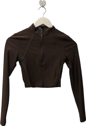 sorella Brown Quarter Zip Gym Top UK XS