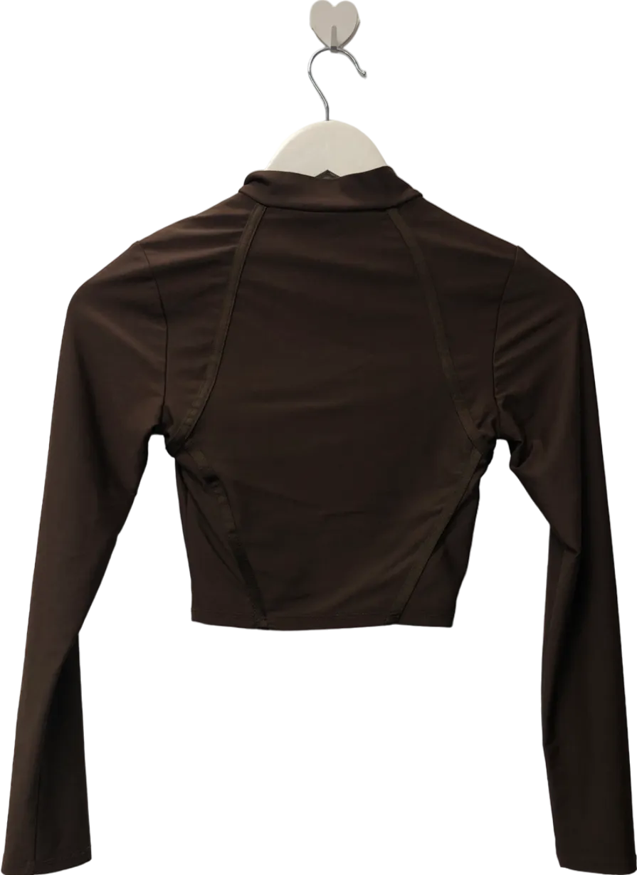 sorella Brown Quarter Zip Gym Top UK XS