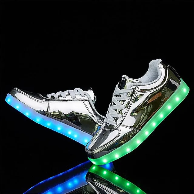 Sparkling LED Sneakers for Kids - USB Rechargeable Glitter Lights, Non-Slip Design, Perfect for Holidays!