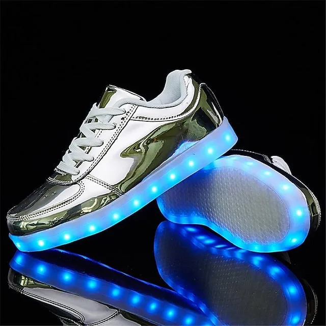 Sparkling LED Sneakers for Kids - USB Rechargeable Glitter Lights, Non-Slip Design, Perfect for Holidays!