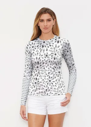 Splashy Dots Black (7921) ~ Long Sleeve Rash Guard