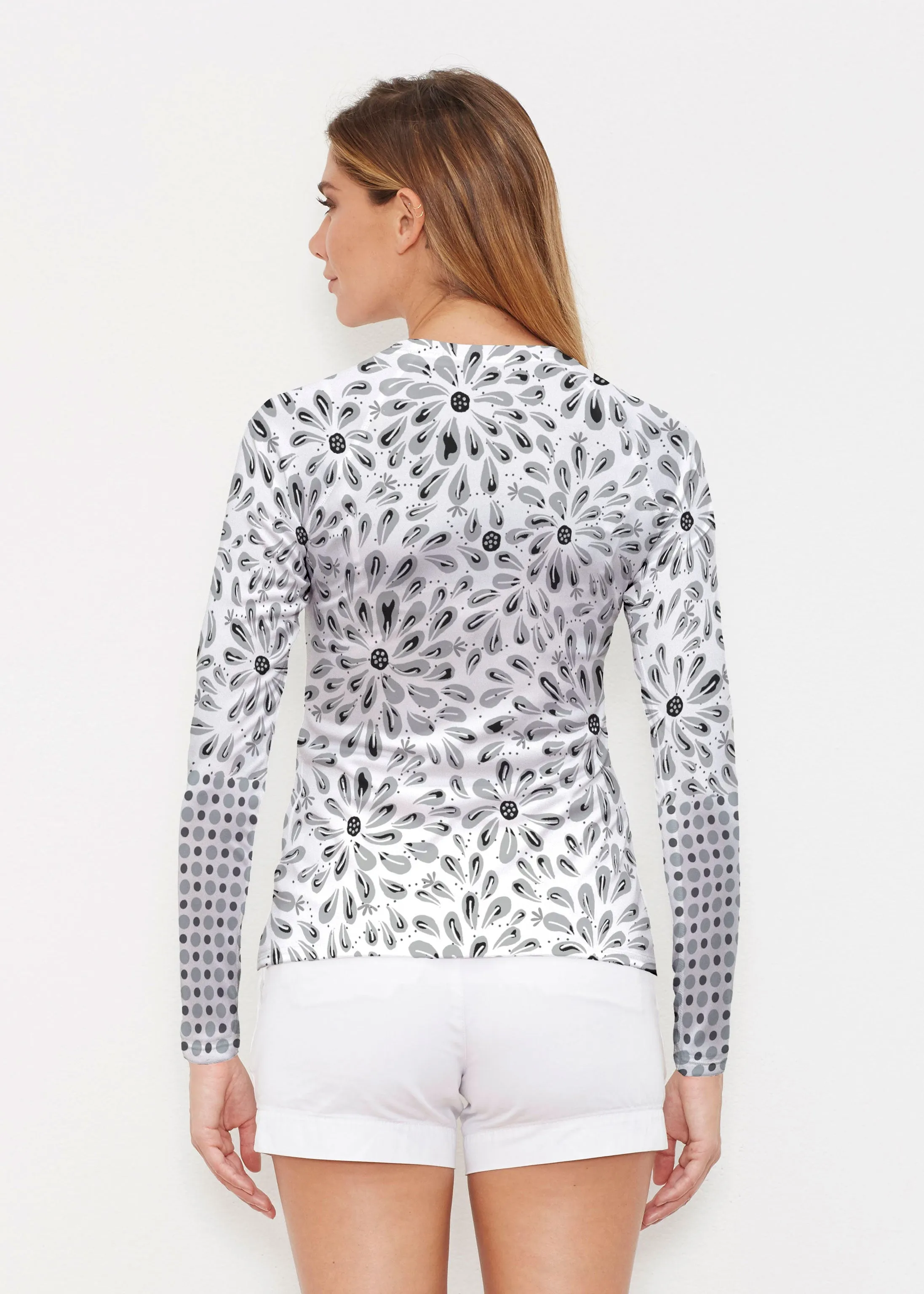 Splashy Dots Black (7921) ~ Long Sleeve Rash Guard