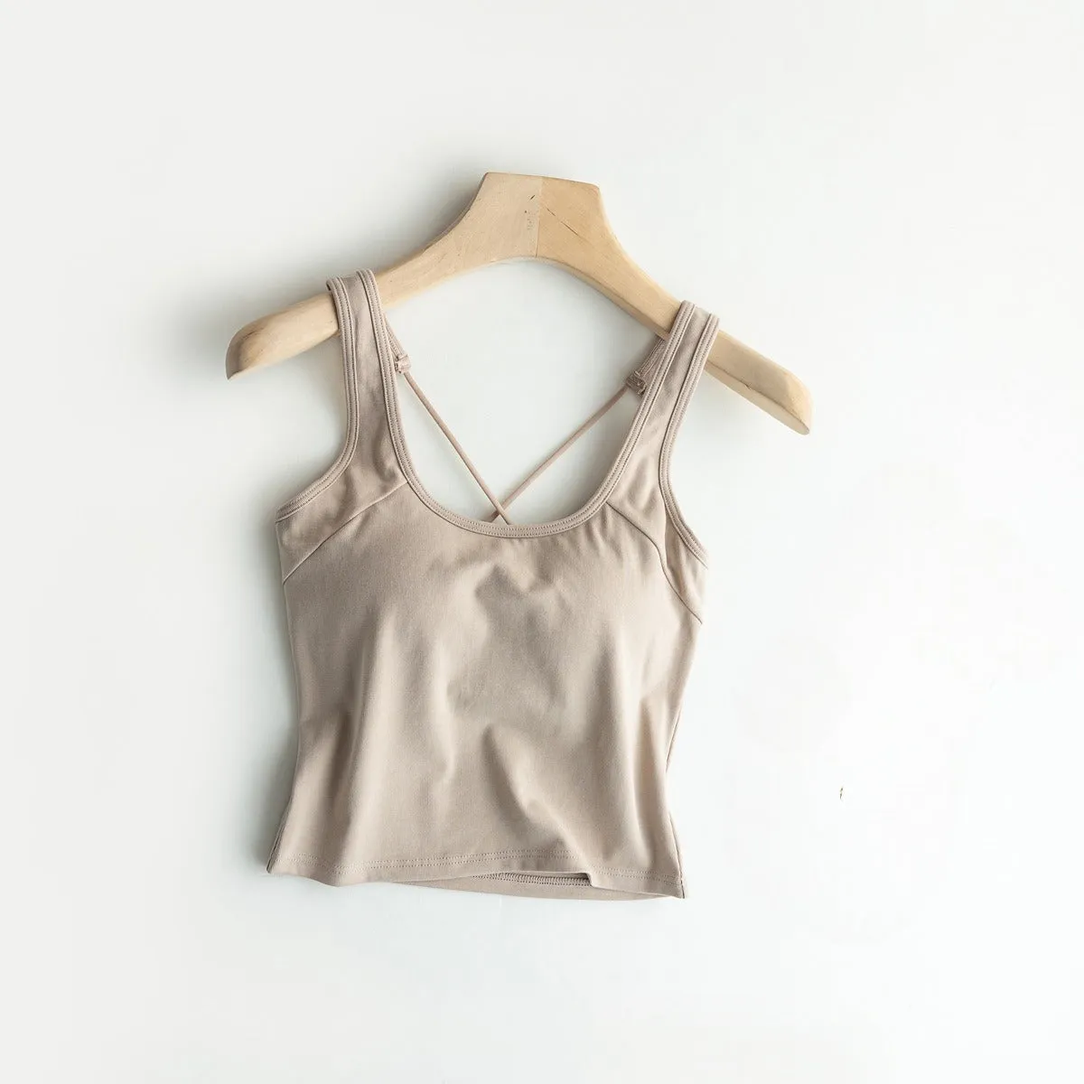 Sports Top With Inbuilt bra Criss Cross Back Cotton