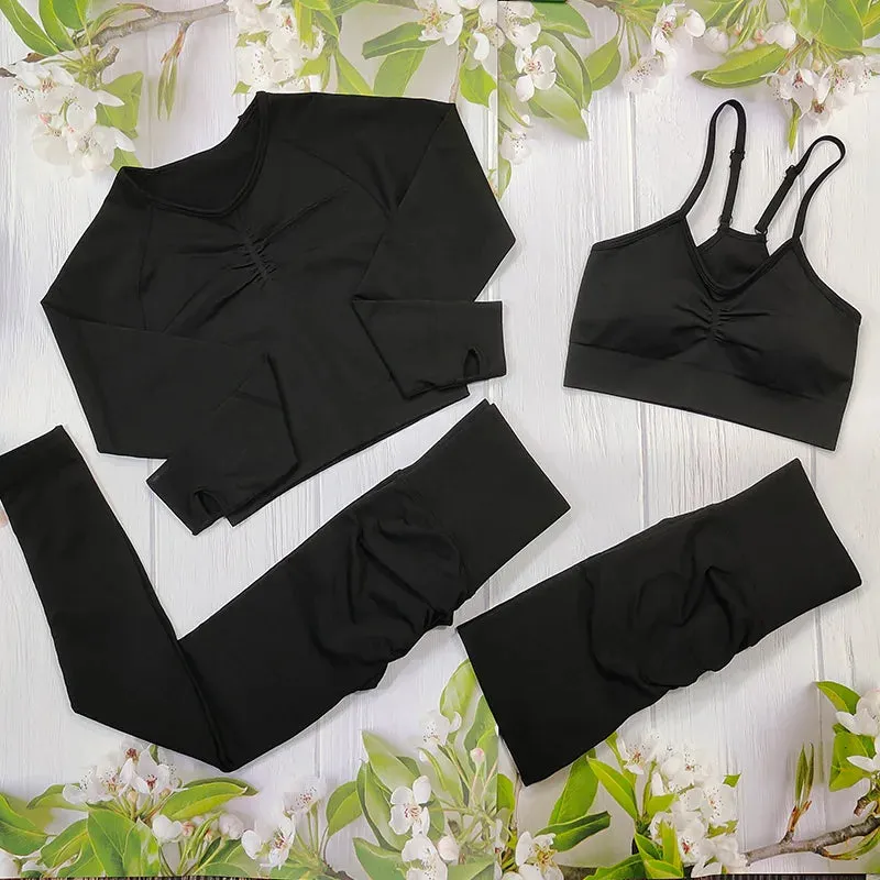 Sportswear Women Fitness Suit - 2/3/4 Piece Yoga Clothes Sports Outfit, Gym Set Seamless Workout Clothing