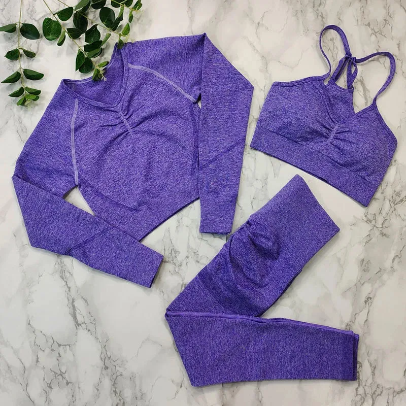 Sportswear Women Fitness Suit - 2/3/4 Piece Yoga Clothes Sports Outfit, Gym Set Seamless Workout Clothing