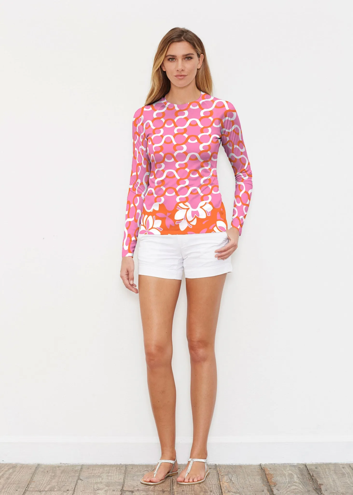 Squiggles Pink (20341) ~ Long Sleeve Rash Guard