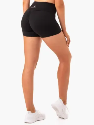 STAPLES SCRUNCH BUM BOOTY SHORTS - BLACK